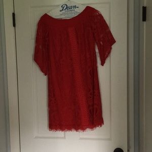 Miami red lace off the shoulder dress